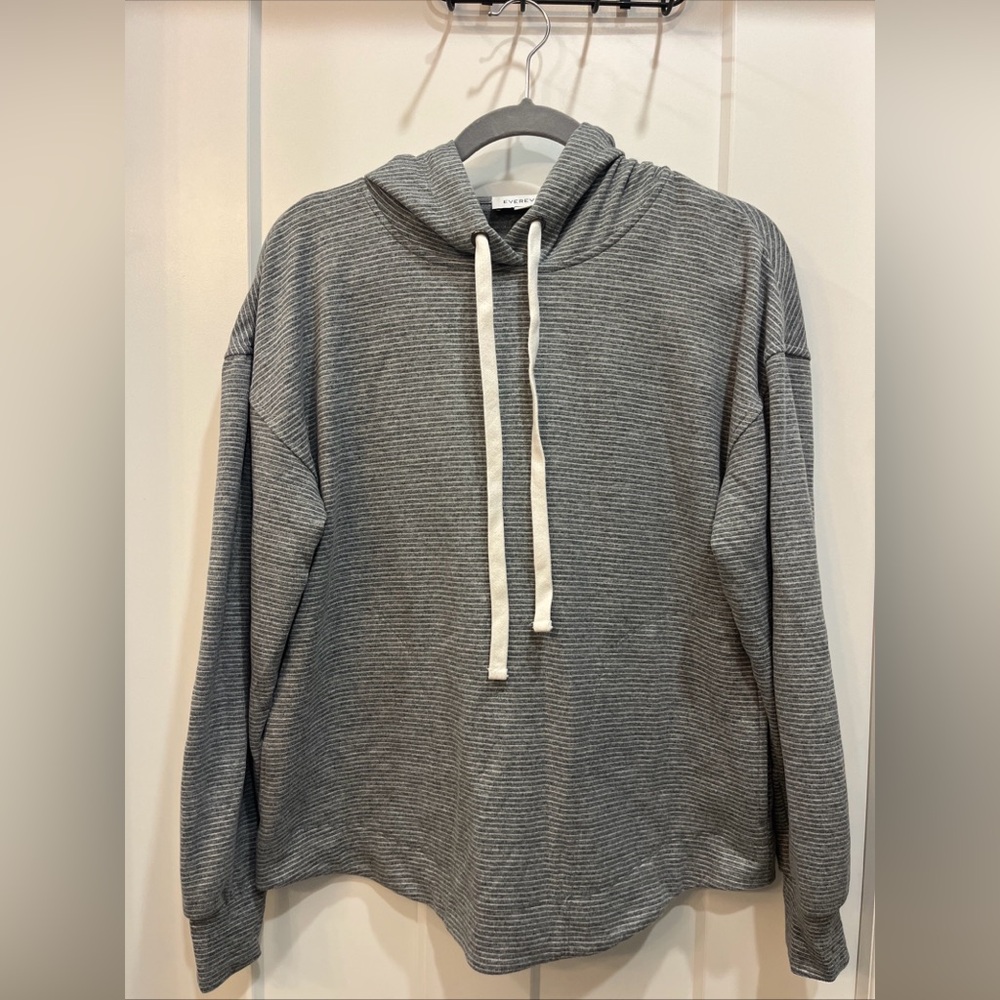 Evereve Women’s Faith Stripe Brushed Hoodie Charcoal Gray Cream Stripe Size XS